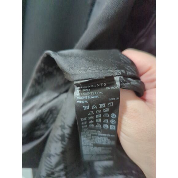 Allsaints Black Fringe Wool Blend Maxine Blazer Jacket - Picture 7 of 10